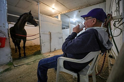 RUTH BONNEVILLE / WINNIPEG FREE PRESS

49.8 Feature - Downs Horse Trainer (80yrs)

Doug Mustard works as a horse trainer at the Assiniboine Downs. He's 80-years old!  His family has been in the business since the track opened in 1958.  His job is very physical which he says keeps him young.  Despite the fact that he walks with a limp and needs a knee operation, he continues to work full-time with his wife Judy training race horses because he loves it!

Spent the day with Doug and his wife Judy at the track.  Photos of him breaking in a newly acquired horse in the early morning hours on the horse walker, cleaning stalls, feeding, grooming etc.  

See Ben's feature story on the long life of a horse trainer.    


August 1st,  2023

