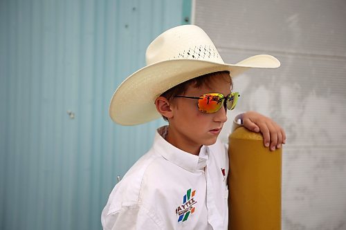 04082023
Blake Bowyer of Alberta wears colourful sunglasses during the Canadian High School Finals Rodeo at the Keystone Centre in Brandon on Friday. The rodeo continues today. (Tim Smith/The Brandon Sun)