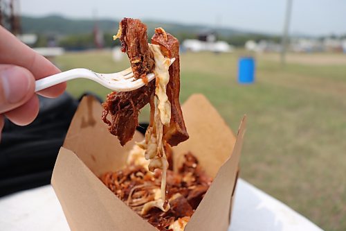 A closer look at Poutine King’s “The Cowboy” during the first day of this year’s Rockin’ the Fields of Minnedosa festival. (Kyle Darbyson/The Brandon Sun)