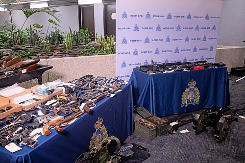 Mike Thiessen / Winnipeg Free Press 
On July 20, RCMP seized 121 firearms, several thousand rounds of ammunition, numerous magazines, three sets of body armour, and various firearms manufacturing paraphernalia from a 38-year-old man outside of Wawanesa. For Erik Pindera. 230808 &#x2013; Tuesday, August 8, 2023