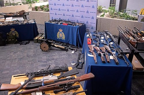 Mike Thiessen / Winnipeg Free Press 
On July 20, RCMP seized 121 firearms, several thousand rounds of ammunition, numerous magazines, three sets of body armour, and various firearms manufacturing paraphernalia from a 38-year-old man outside of Wawanesa. For Erik Pindera. 230808 &#x2013; Tuesday, August 8, 2023