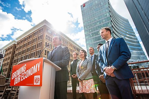 MIKAELA MACKENZIE / WINNIPEG FREE PRESS

NDP leader Wab Kinew makes an economic election announcement downtown on Wednesday, Aug. 9, 2023. For Carol Sanders story.
Winnipeg Free Press 2023.