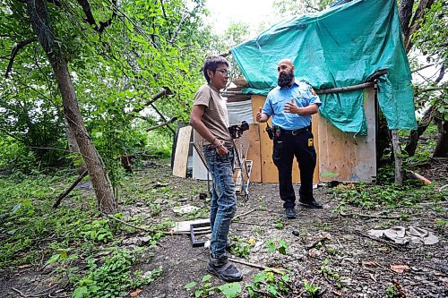 RUTH BONNEVILLE / WINNIPEG FREE PRESS

Local - fire safety at encampments

Visiting a homeless camp with Steven Antle, a WFPS encampment outreach worker, at Fort Douglas Park on Waterfront Drive. 

Photos of Antle spending time walking through the encampment with Kat (Kathy) Smith-Sutherland, who lives in the camp, letting her know  about fire safety measures and how to ensure anyone isn't entrapped by an uncontrolled fire.  

See Erik's story.

August 9th,  2023

