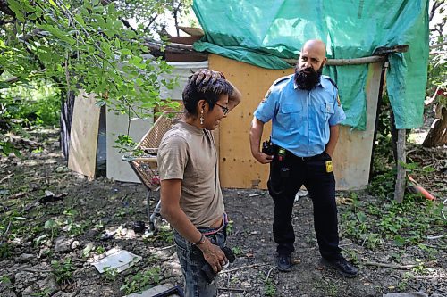 RUTH BONNEVILLE / WINNIPEG FREE PRESS

Local - fire safety at encampments

Visiting a homeless camp with Steven Antle, a WFPS encampment outreach worker, at Fort Douglas Park on Waterfront Drive. 

Photos of Antle spending time walking through the encampment with Kat (Kathy) Smith-Sutherland, who lives in the camp, letting her know  about fire safety measures and how to ensure anyone isn't entrapped by an uncontrolled fire.  

See Erik's story.

August 9th,  2023

