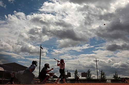 09082023
The Westman Magic and the Cloverdale Fury play a match under clouds at the U15 Girl's Canadian Fast Pitch Championships at the Ashley Neufeld Softball Complex on Wednesday.
(Tim Smith/The Brandon Sun)