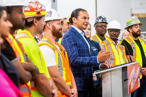 MIKAELA MACKENZIE / WINNIPEG FREE PRESS

NDP leader Wab Kinew makes an announcement about support for trade unions and promised changes to apprenticeships at the Manitoba Building Trades Institute on Thursday, Aug. 10, 2023. For Carol Sanders story.
Winnipeg Free Press 2023.