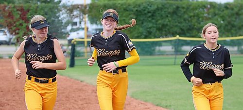 The Westman Magic under-15 team called up three players from the U13 Magic for Softball Canada’s under-15 girls national championship at Ashley Neufeld Softball Complex, Brandonites Rachel Lyver and Kasia Baranyk and Callie Franklin of Chater. (Perry Bergson/The Brandon Sun)
Aug. 11, 2023