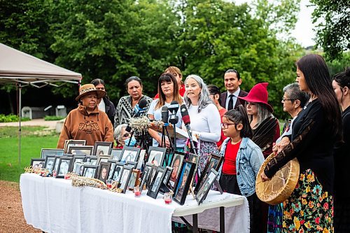 MIKAELA MACKENZIE / WINNIPEG FREE PRESS

Nahanni Fontaine, NDP spokesperson for MMIWG2S, makes a campaign announcement with NDP leader Wab Kinew and MMIWG2S family members on Friday, Aug. 11, 2023. For Carol story.
Winnipeg Free Press 2023.