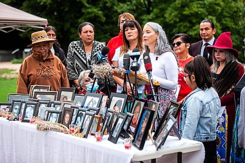 MIKAELA MACKENZIE / WINNIPEG FREE PRESS

Nahanni Fontaine, NDP spokesperson for MMIWG2S, makes a campaign announcement with NDP leader Wab Kinew and MMIWG2S family members on Friday, Aug. 11, 2023. For Carol story.
Winnipeg Free Press 2023.