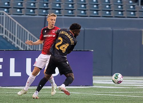 Mike Thiessen / Winnipeg Free Press 
Valour FC defender Pacifique Niyongabire during the team&#x2019;s match against Cavalry FC on Friday. For Joshua Sam-Frey. 230811 &#x2013; Friday, August 11, 2023