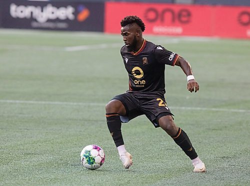 Mike Thiessen / Winnipeg Free Press 
Valour FC defender Pacifique Niyongabire during the team&#x2019;s match against Cavalry FC on Friday. For Joshua Sam-Frey. 230811 &#x2013; Friday, August 11, 2023