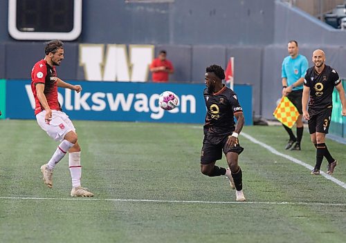 Mike Thiessen / Winnipeg Free Press 
Valour FC defender Pacifique Niyongabire during the team&#x2019;s match against Cavalry FC on Friday. For Joshua Sam-Frey. 230811 &#x2013; Friday, August 11, 2023