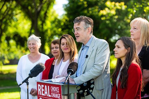 MIKAELA MACKENZIE / WINNIPEG FREE PRESS

Manitoba Liberal leader Dougald Lamont speaks to the media at a press conference across from the Canadian Museum for Human Rights on Monday, Aug. 14, 2023. For Katie May story.
Winnipeg Free Press 2023