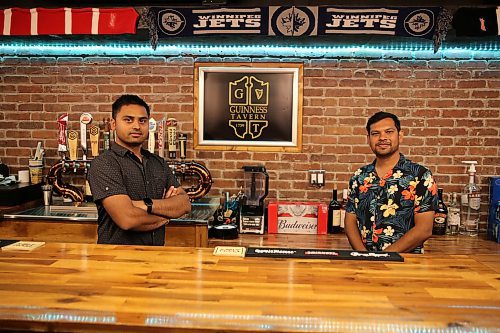 Niral Patel and Darpan Patel, the owners of Guinness Tavern by the Double Decker. (Abiola Odutola/The Brandon Sun)