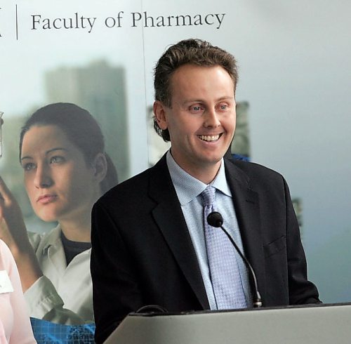 KEN GIGLIOTTI / WINNIPEG FREE PRESS / JAN 20  2006- former  Uofm  Pharmacy student   Kristjan Thorkelson and his wife Maryanne donated $500,000 to the new  Faculty of Pharmacy and will have  the lab lab named  The Thorkelson Undergraduate Laboratory named after him in his honour -in pic at  HSC newser announcing the   donation- see janzen story