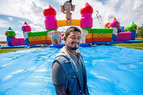 Daniel Crump / Winnipeg Free Press. Nikhil Dutt shows off his bounce structure. The Big Bounce Park is (according to Dutt) Canada's biggest outdoor inflatable bounce structure. June 22, 2022.
