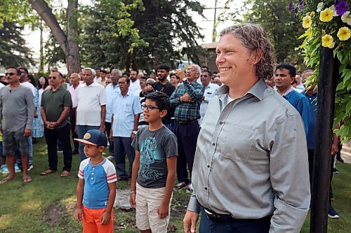 15082023
Members of Brandon&#x2019;s Indian community celebrated Independence Day for India with a flag raising at Brandon City Hall on Tuesday afternoon. Brandon Mayor Jeff Fawcett (at right) raised the flag along with members of the community before a walk through Brandon as part of the celebration. Brandon&#x2019;s Indian community numbers close to 1700. The public holiday in India celebrates the nation's independence from the United Kingdom on August 14, 1947.
(Tim Smith/The Brandon Sun)