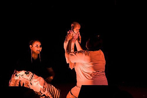 JOHN WOODS / WINNIPEG FREE PRESS
People perform with a baby called Wankyan, which means Thunder in Dakota, at the First Nations pavilion during Folklorama at the Convention Centre in Winnipeg, Tuesday, August 15, 2023. 

Reporter: standup