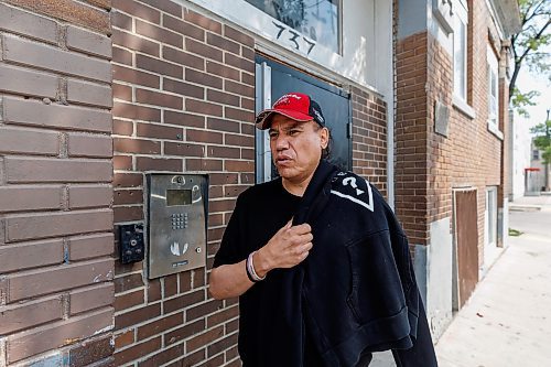 MIKE DEAL / WINNIPEG FREE PRESS
Dallas Cadotte has been a tenant at 737 Sargent Ave. for nearly two years.
The WFPS has served Karin Harper-Penner, owner of the Adanac Apartments at 737 Sargent Ave. with an order to vacate, following an Aug. 16 inspection. &#x201c;At the time of inspection, the building had no power to most suites and extensive fire code violations, including missing and non-functioning life safety equipment,&#x201d; the order said. The building has around 38 registered tenants, all of which must be out of their suites by 2 p.m. Monday. Harper-Penner is angry. She took us inside the building to speak with tenants, who don&#x2019;t know where they are going to live. Coun. Cindy Gilroy said the safety hazards at the building supersede housing concerns. Marion Willis at Street Links disagreed, saying closing the building will create &#x201c;a whole new level of crisis.&#x201d; &#x201c;There will be an exodus from the Adanac to the river banks and bridges, where (former tenants) will build new encampments,&#x201d; she said. &#x201c;We constantly find ourselves starting over.&#x201d;  
See Tyler Searle story
230818 - Friday, August 18, 2023.