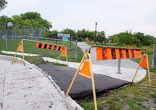 Mike Thiessen / Winnipeg Free Press 
The caved-in pavement on the bike path near Micha&#xeb;lle Jean Park has been repaired. 230818 &#x2013; Friday, August 18, 2023