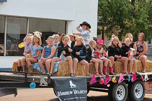 Members of the Virden Velocity skate team take part in Saturday’s Virden Indoor Rodeo and Wild West Daze parade. (Kyle Darbyson/The Brandon Sun)