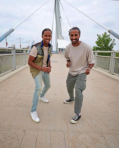 RUTH BONNEVILLE / WINNIPEG FREE PRESS

ENT - Amazing Race

Photo of Ben Chutta (vest)  and Anwar Ahmed having some fun on the Esplanade Bridge where they actually started the Amazing Race.   

Subject: Ben Chutta (vest)  and Anwar Ahmed are a team of Winnipeg-born friends competing together on the current season of Amazing Race Canada. Will be chatting about their friendship and experience on the show.

Eva Wasney

August 21st,, 2023

