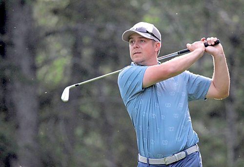 Jay Thiesen started Prairie Golf Co. with Derek Falloon in 2022 and is repping his polos and hats at the Tamarack golf tournament this week. (Thomas Friesen/The Brandon Sun)