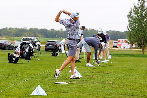 MIKE DEAL / WINNIPEG FREE PRESS
Kyle Karazissis from Indian Wells, California, on the driving range in the lead up to the CentrePort Canada Rail Park Manitoba Open taking place August 24 &#x2013; 27 at Southwood Golf and Country Club Tuesday morning.
See Mike McIntyre story
230822 - Tuesday, August 22, 2023.