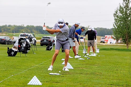 MIKE DEAL / WINNIPEG FREE PRESS
Kyle Karazissis from Indian Wells, California, on the driving range in the lead up to the CentrePort Canada Rail Park Manitoba Open taking place August 24 &#x2013; 27 at Southwood Golf and Country Club Tuesday morning.
See Mike McIntyre story
230822 - Tuesday, August 22, 2023.