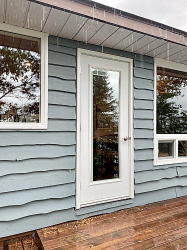 Photos by Marc LaBossiere / Winnipeg Free Press
The new exterior door installed at the cottage includes an inset windowpane with mini-blinds.