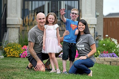 RUTH BONNEVILLE / WINNIPEG FREE PRESS

Philanthropy Page - Reeve Cahoon, and family 

Photo of Reeve Cahoon (9yrs) with his family: Ashley (mom), Shawn (dad) and little sister Harlyn (6).

tory: Philanthropy Page.   The Make A Wish Foundation grants life changing wishes for kids, not only for the sake of the child but to strengthen the family and community around them. 9-year-old Reeve received his wish for a family camping experience through the Make A Wish Foundation last year. He goes to school with EA support, has a great group of friends that he loves to play with and enjoys sports and Lego. He gave a presentation with his family at the Make A Wish Banquet a few months back and stole the show. 

Reeve&#x2019;s Dad calls his son Superman because of everything he&#x2019;s been through. Reeve was born with Sturge-Weber and Klippel-Trenaunay syndrome. Sturge-Weber syndrome is a congenital disorder characterized by a port wine birthmark, neurological abnormalities causing seizures, and glaucoma. Klippel-Trenaunay syndrome affects the development of blood vessels, soft tissue (overgrowth) and bones in the lower part of the body. Reeve&#x2019;s seizures started at 16 months old, and he required multiple hospitalizations. He underwent his first brain surgery for seizures in 2017, where he had to relearn how to sit, stand, and walk. He has since had two more brain surgeries removing the right half of his brain. Last year, he had surgery on his right leg to slow down his growth. 




August 22nd,, 2023

