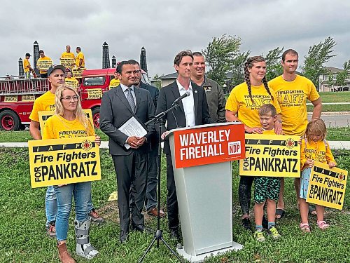 Tyler Searle / Winnipeg Free Press
The New Democrats committed Thursday to funding 40 firefighters and to aid in the construction of a fire hall in Waverley West.