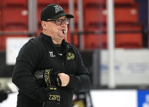 Brandon Wheat Kings head coach and general manager Marty Murray, shown at a recent practice at Westoba Place, said his team has to play a certain way to enhance the built-in advantages that exist on home ice. (Perry Bergson/The Brandon Sun)
