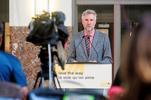 MIKE DEAL / WINNIPEG FREE PRESS
Mario P&#xe9;loquin, President and Chief Executive Officer, VIA Rail, during a media event at the Winnipeg Union Station announcing multimillion-dollar investments designed to protect and enhance its heritage stations across the country.
See Martin Cash story
230824 - Thursday, August 24, 2023.