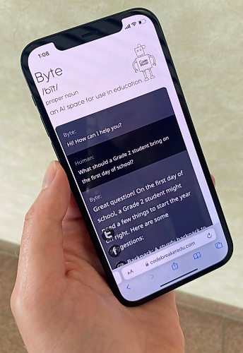 WINNIPEG FREE PRESS

ByteAI, a new artificial intelligence chatbot &#x2014; available free of charge via codebreakeredu.com/chat/ &#x2014; was designed in collaboration with Manitoba teachers with a goal of creating a time-saving tool that can assist with lesson planning and building digital literacy.