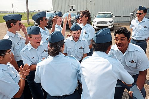 Course Cadets celebrate after receiving their Glider Pilot Training Course wings at the Brandon Cadet Training Centre graduation ceremony at the Commonwealth Air Training Plan Museum on Friday. See story on Page A3. (Tim Smith/The Brandon Sun)