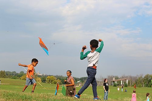 Local families gather at the Riverbank Discovery Centre grounds to take part in Saturday’s Indian kite festival, which was put together by the cultural association Pragati. (Kyle Darbyson/The Brandon Sun) 