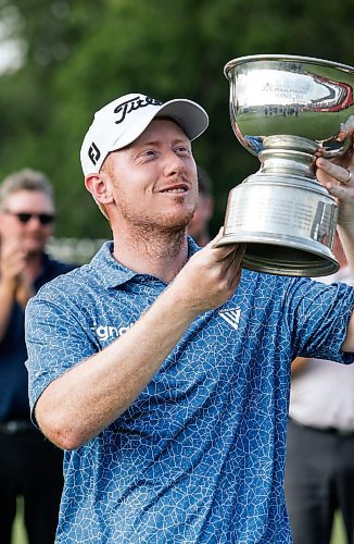 JOHN WOODS / WINNIPEG FREE PRESS
Hayden Springer winner of the Manitoba Open at the Southwood Golf Course in Winnipeg Sunday, August 27, 2023.

Re: mcintyre