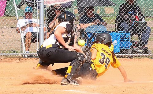 Westman Heat base runner Alexa McNish slides into safely into the plate as Westman Fury catcher Rylee Maynes tries to grab a bouncing ball during the fourth inning of Softball Manitoba’s under-13 AA girls provincial championship at Brandon’s Ashley Neufeld Softball Complex on Sunday afternoon. The Heat won 8-5. (Perry Bergson/The Brandon Sun)
Aug. 27, 2023