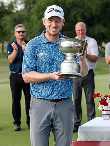 JOHN WOODS / WINNIPEG FREE PRESS
Hayden Springer winner of the Manitoba Open at the Southwood Golf Course in Winnipeg Sunday, August 27, 2023.

Re: mcintyre