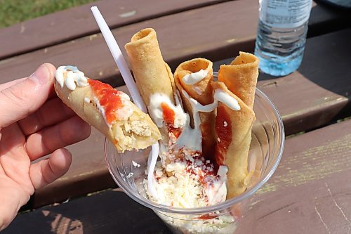 A closer look at Mariachi Mexican Tacos’ chicken flautas dish that is available through their mobile food truck/trailer. (Kyle Darbyson/The Brandon Sun)