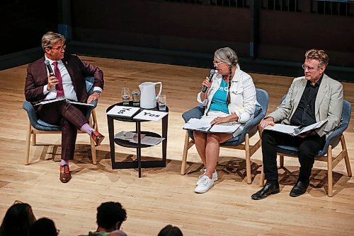 JOHN WOODS / WINNIPEG FREE PRESS
Kevin Klein (PC), from left, Janine Gibson (Green), Dougald Lamont (Liberal), and Lisa Naylor (NDP)(not seen) attended the Environment and Climate Change Forum at the University of Winnipeg Tuesday, August 29, 2023. 

Re: