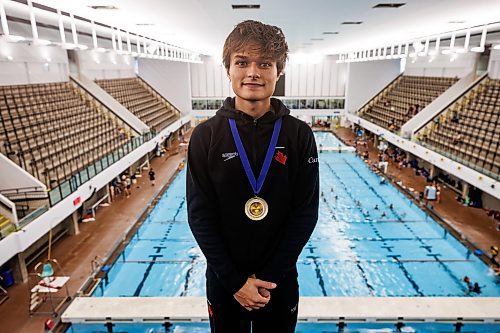 MIKE DEAL / WINNIPEG FREE PRESS
Alex Tiaglei on the 10-metre diving platform at Pan Am pool Wednesday morning. Alex recently won gold at the first Pan Am junior high diving championships.
See Josh Frey-Sam story
230830 - Wednesday, August 30, 2023.
