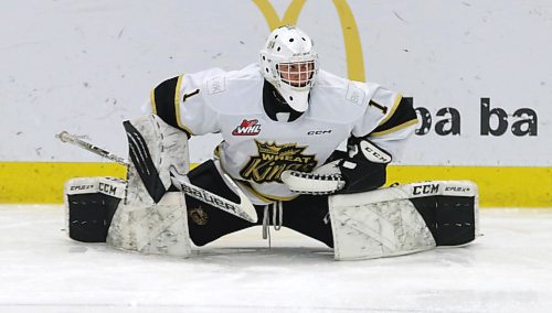 Brandon Wheat Kings prospect Ethan Eskit will be looking to unseat Nick jones for the team's backup position. (Perry Bergson/The Brandon Sun)