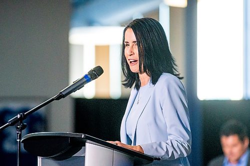 MIKAELA MACKENZIE / WINNIPEG FREE PRESS

Dayna Spiring, president and CEO of Economic Development Winnipeg, speaks at a press conference announcing Grey Cup 2025 at IG Field in Winnipeg on Tuesday, March 14, 2023. For Jeff story.

Winnipeg Free Press 2023.