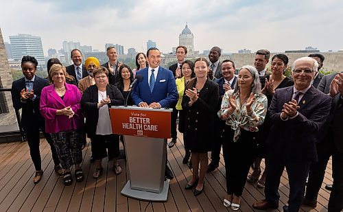 MIKE DEAL / WINNIPEG FREE PRESS
Wab Kinew, leader of the Manitoba NDP, responds to the dropping of the writ during a media event at the West Broadway Commons, 167 Colony Street, Tuesday morning.
230905 - Tuesday, September 05, 2023.