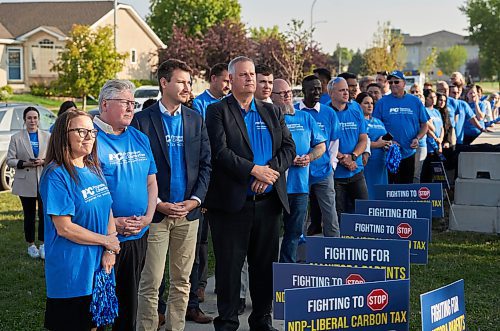 DAVID LIPNOWSKI / WINNIPEG FREE PRESS

Progressive Conservative Party of Manitoba candidates wait to be introduced to supporters at Kirkbridge Park Wednesday September 6, 2023.