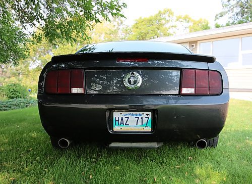 The rear bumper of Patsy Desjardin's 2008 Mustang in Brandon on Thursday. (Michele McDougall/The Brandon Sun) 