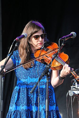 Jennifer Thiessen, also known as Daily Alice, performs on stage at the first-ever Hatch music festival, which began Friday afternoon-evening at the Brandon University campus. (Kyle Darbyson/The Brandon Sun)