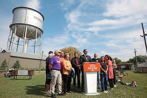 08092023
Manitoba NDP leader Wab Kinew speaks during an announcement at the East End Community Centre on Friday afternoon.
(Tim Smith/The Brandon Sun)